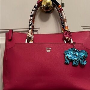 MCM Pink Tote Bag: Visible wear and damage